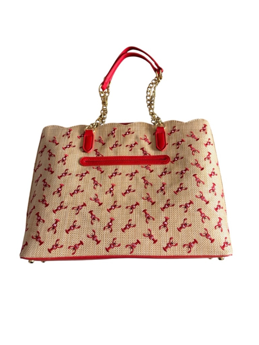 Betsey Johnson Lobster Print Straw Tote with Blue Stripe Scarf—NWT - Picture 2 of 6